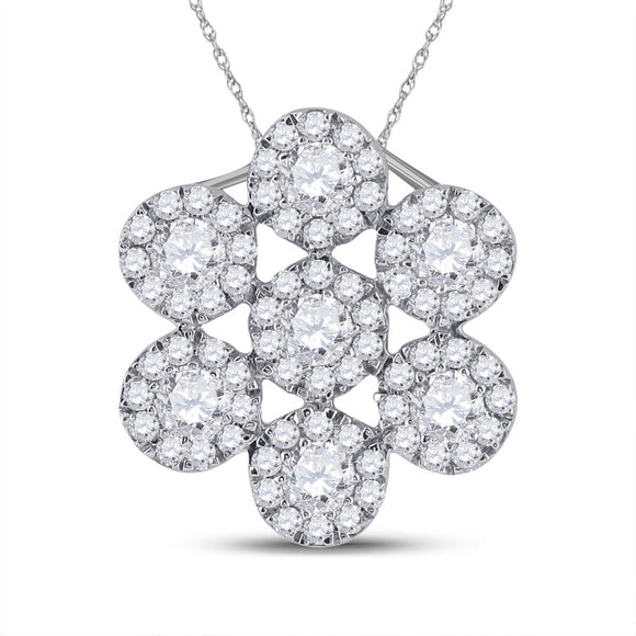 10kt White Gold Womens Round Diamond Fashion Pendant 1/2 Cttw