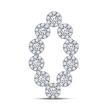 10kt White Gold Womens Round Diamond Oval Fashion Pendant 3/4 Cttw