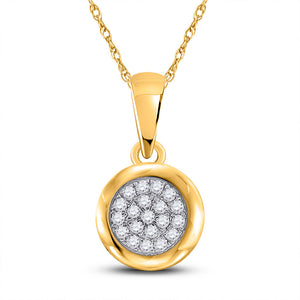 10kt Yellow Gold Womens Round Diamond Cluster Pendant 1/6 Cttw