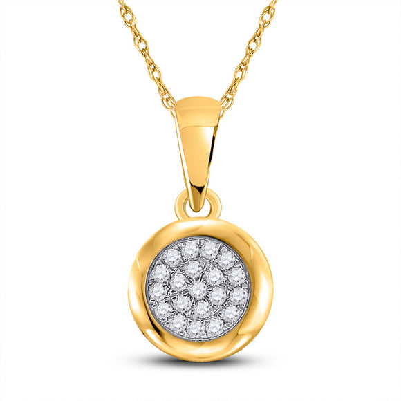 10kt Yellow Gold Womens Round Diamond Cluster Pendant 1/6 Cttw
