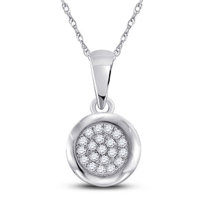10kt White Gold Womens Round Diamond Cluster Pendant 1/6 Cttw
