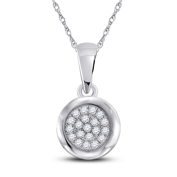 10kt White Gold Womens Round Diamond Cluster Pendant 1/6 Cttw