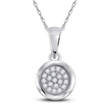 10kt White Gold Womens Round Diamond Cluster Pendant 1/6 Cttw