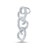 10kt White Gold Womens Round Diamond Triple Heart Pendant 1/4 Cttw