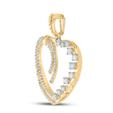 14kt Yellow Gold Womens Round Diamond Heart Pendant 5/8 Cttw