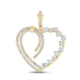 14kt Yellow Gold Womens Round Diamond Heart Pendant 5/8 Cttw
