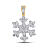 10kt Yellow Gold Mens Baguette Diamond Snowflake Charm Pendant 1-5/8 Cttw