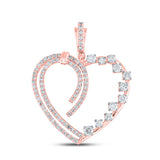14kt Rose Gold Womens Round Diamond Heart Pendant 5/8 Cttw