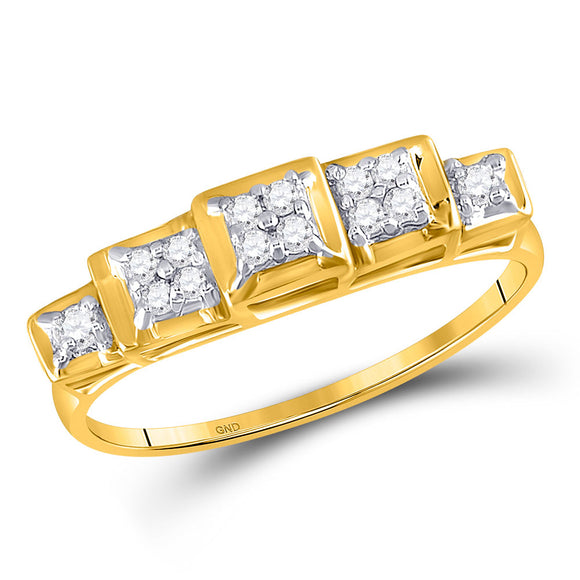 10kt Yellow Gold Womens Round Diamond Cluster Ring 1/8 Cttw