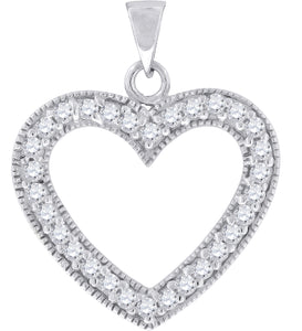 925 Sterling Silver Womens Cubic Zirconia Heart Charm Pendant
