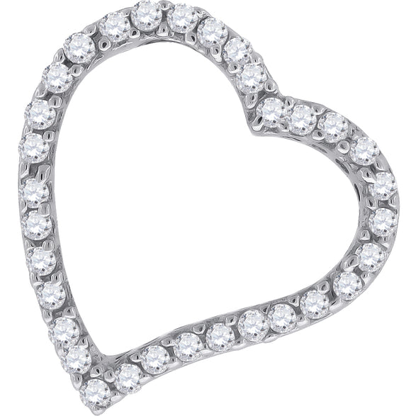 925 Sterling Silver Womens CZ Heart Slide Pendant