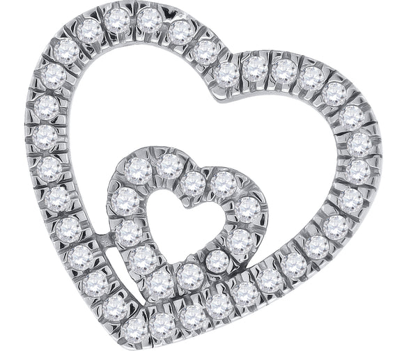 925 Sterling Silver Womens CZ Heart Slide Pendant