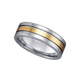Tungsten Two-tone Grooved Center Wedding Band Mens Comfort-fit 7mm Size-11