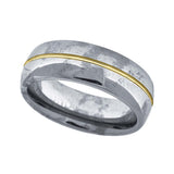 Tungsten Gold-tone Center Grooved Highly Shiny Mens Comfort-fit 8mm Size-9 Wedding Band