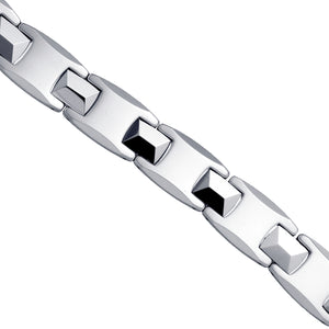 Tungsten Mens Polished Link Bracelet 13mm Size 8.5 Inches