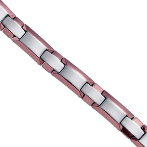 Tungsten Two Tone Mens Polished Link Bracelet 11mm Size 8.5 Inches