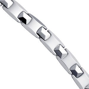Tungsten Mens Polished Link Bracelet 7mm Size 8.5 Inches