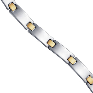 Tungsten Two Tone Mens Polished Fashion Bracelet 7mm Size 8.5 Inches