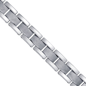 Tungsten Mens Polished And Brushed Fancy Bracelet 16mm Size 8.5 Inches