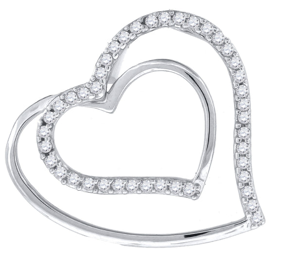 925 Sterling Silver Womens CZ Heart Slide Pendant