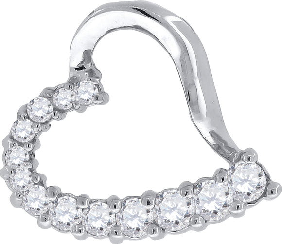 925 Sterling Silver Womens CZ Heart Slide Pendant