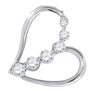 925 Sterling Silver Womens CZ Heart Slide Pendant