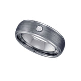 Tungsten Center Brushed with CZ Mens Comfort-fit 7mm Size-10.5 Wedding Band