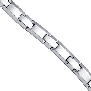 Tungsten Mens H Style Cross Fashion Bracelet 11mm Size 8.5 Inches