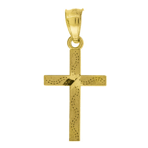 10kt Yellow Gold Diamond-cut Unisex Cross Ht:21.1mm x W:10mm Religious Charm Pendant