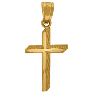 10kt Yellow Gold Unisex Cross Ht:22.3mm x W:10.6mm Religious Charm Pendant