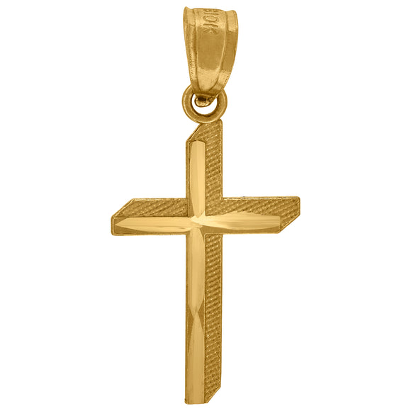 10kt Yellow Gold Unisex Cross Ht:22.3mm x W:10.6mm Religious Charm Pendant