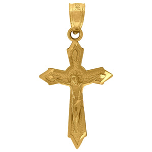 10kt Yellow Gold Diamond-cut Unisex Cross Crucifix Ht:26.2mm x W:12.8mm Religious Charm Pendant