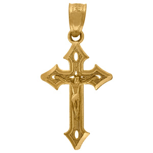 10kt Yellow Gold Unisex Crucifix Cross Religious Charm Pendant