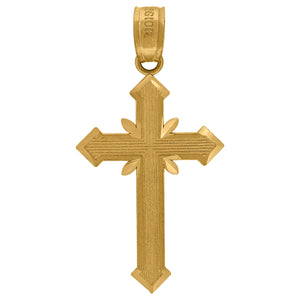 10kt Yellow Gold Diamond-cut Unisex Cross Ht:27.1mm x W:13.7mm Religious Charm Pendant