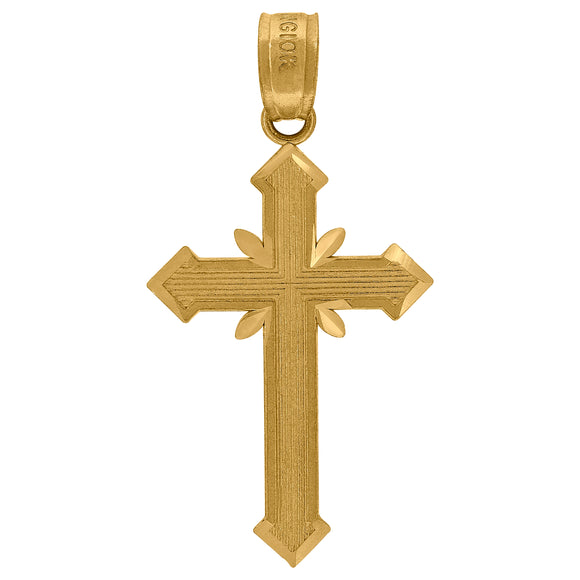 10kt Yellow Gold Diamond-cut Unisex Cross Ht:27.1mm x W:13.7mm Religious Charm Pendant