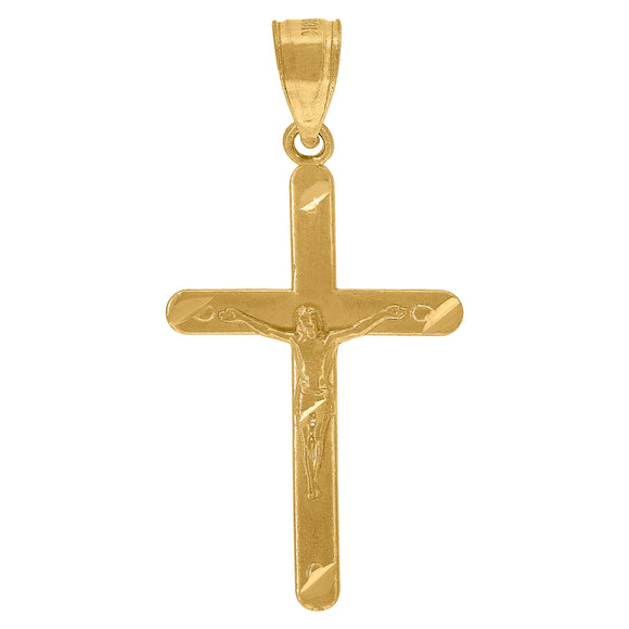 10kt Yellow Gold Unisex Crucifix Cross Religious Charm Pendant
