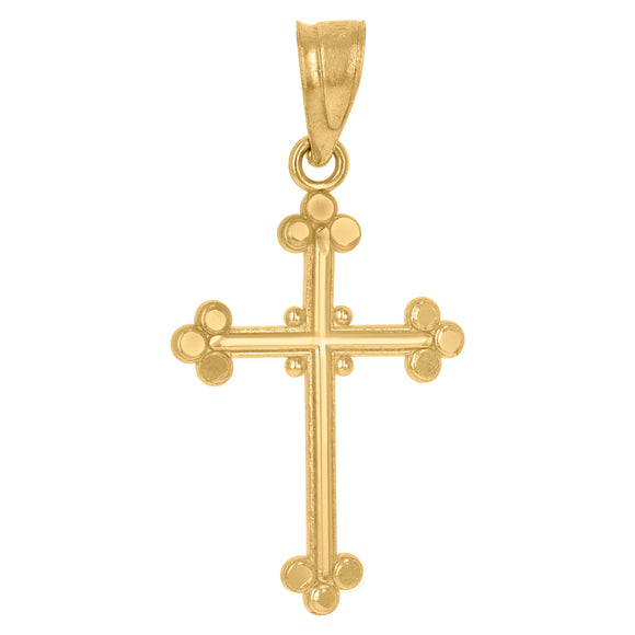 10kt Yellow Gold Unisex Cross Ht:23.4mm x W:12.4mm Religious Charm Pendant