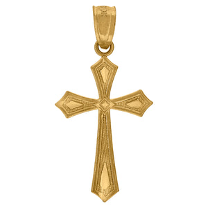 10kt Yellow Gold Unisex Cross Ht:25.3mm x W:12.5mm Religious Charm Pendant