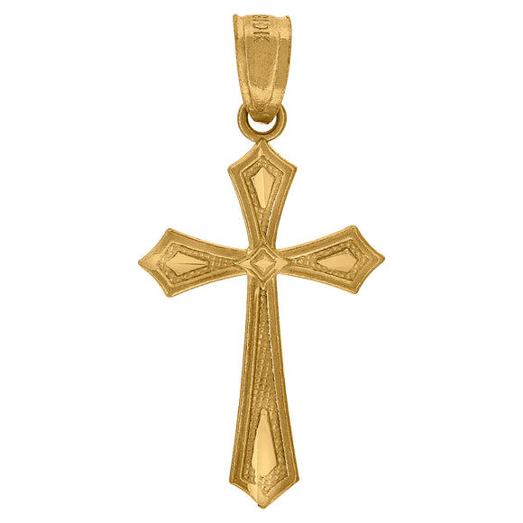 10kt Yellow Gold Unisex Cross Ht:25.3mm x W:12.5mm Religious Charm Pendant