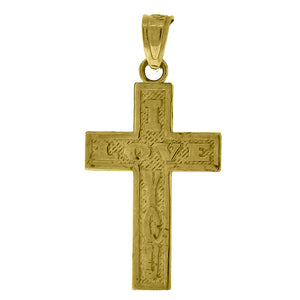 10kt Yellow Gold Unisex Cross I Love You Ht:26.8mm x W:13.4mm Religious Charm Pendant