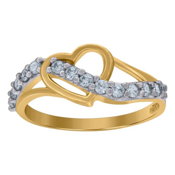 10kt Two-tone Gold Womens Cubic Zirconia Heart Engagement Ring