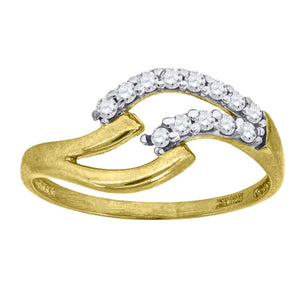 10kt Two-tone Gold CZ Womens Polished Finish Fancy Split Shank Fashion Ring