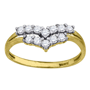 10kt Two-tone Gold Womens Cubic Zirconia Curve Split Shank Fashion Ring