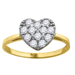 10kt Two-tone Gold Womens Cubic Zirconia Heart Engagement Ring
