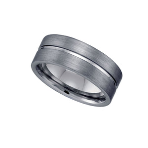 Tungsten Brushed Center Grooved Mens Comfort-fit 8mm Size-7 Wedding Band  