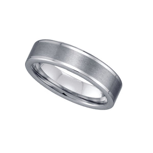 Tungsten Brushed Center Plain Mens Comfort-fit 6mm Size-7 Wedding Band