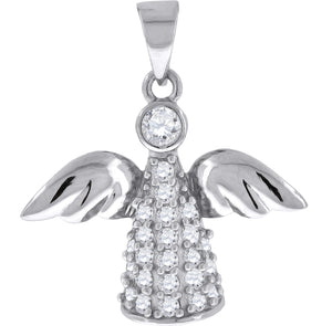 925 Sterling Silver Womens Cubic Zirconia Religious Angel Charm Pendant