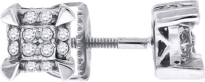 925 Sterling Silver Womens Cubic Zirconia Square Stud Earrings