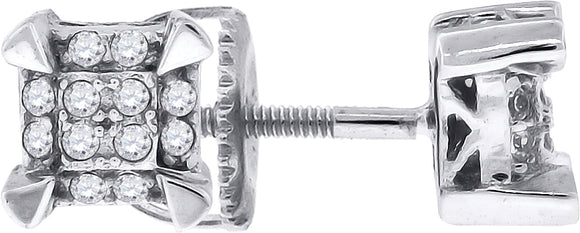 925 Sterling Silver Womens Cubic Zirconia Square Stud Earrings