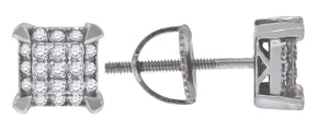 925 Sterling Silver Womens Cubic Zirconia Square Stud Earrings